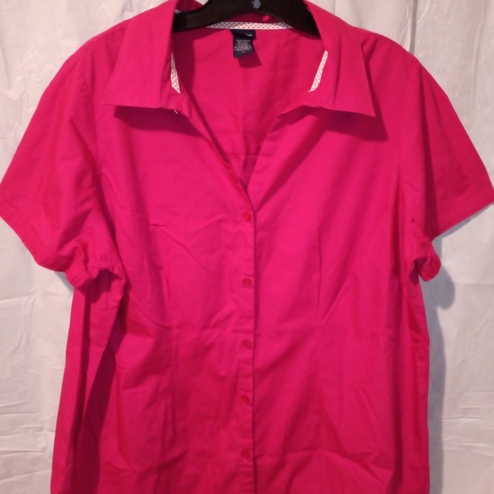 Basic Editions, women's short sleeve button-down